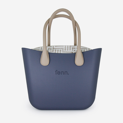 Original Handbag - Denim - Geometric Inner - Light Stone Handle