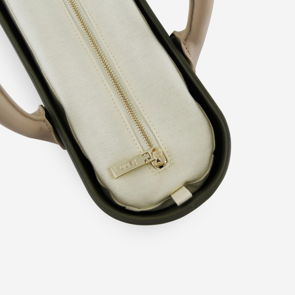 Original Handbag - Army Green - Beige Inner - Light Stone Handles