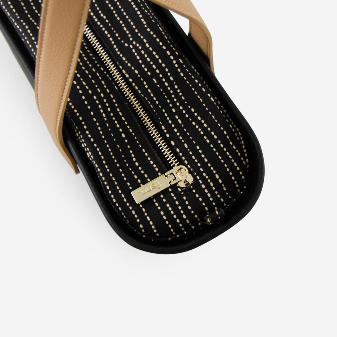 Original Handbag - Black - Dotted Line Inner - Light Tan Handles