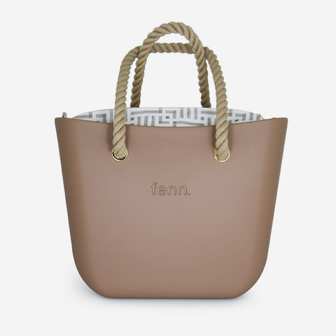 Original Handbag - Cappuccino - Geometric Inner - Rope Handles