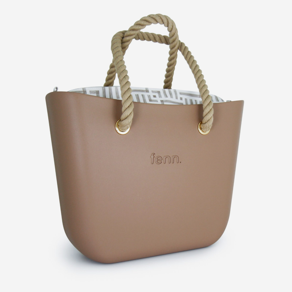 Original Handbag - Cappuccino - Geometric Inner - Rope Handles