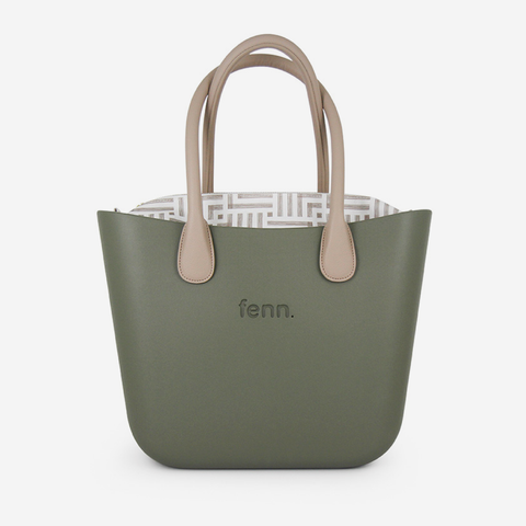 Original Handbag - Watercress - Geometric Inner - Light Stone Handles