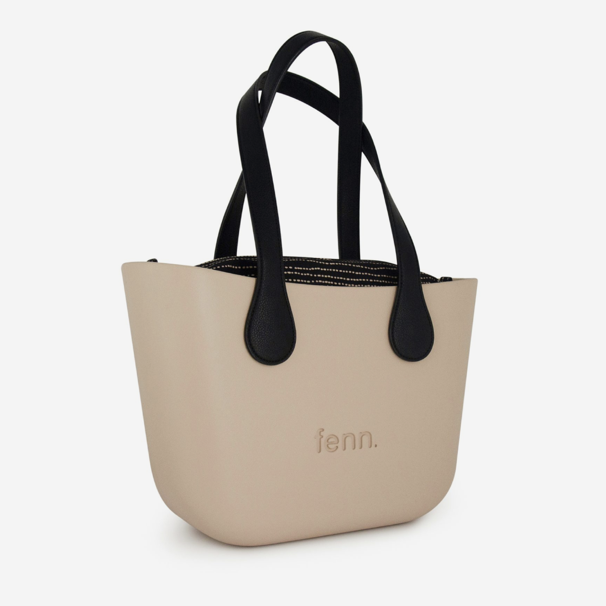 Petite Handbag - Sand - Dotted Lines Inner - Black Handles