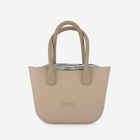 Petite Handbag - Sand - Multi Lines Inner - Light Stone Handles