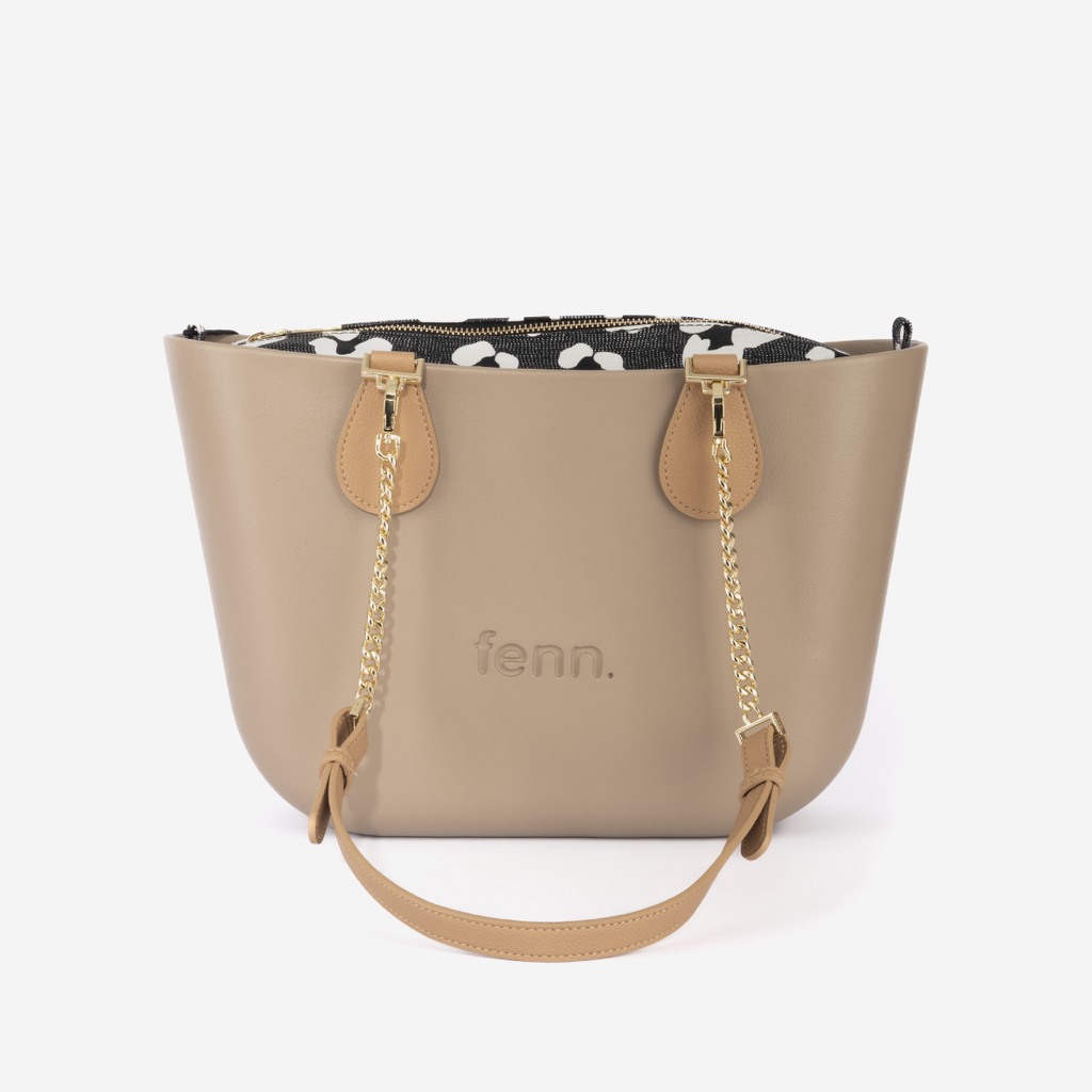 Petite Handbag - Stone - Cloud Inner - Light Stone & Gold Chain