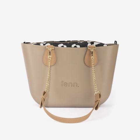 Petite Handbag - Stone - Cloud Inner - Light Stone & Gold Chain