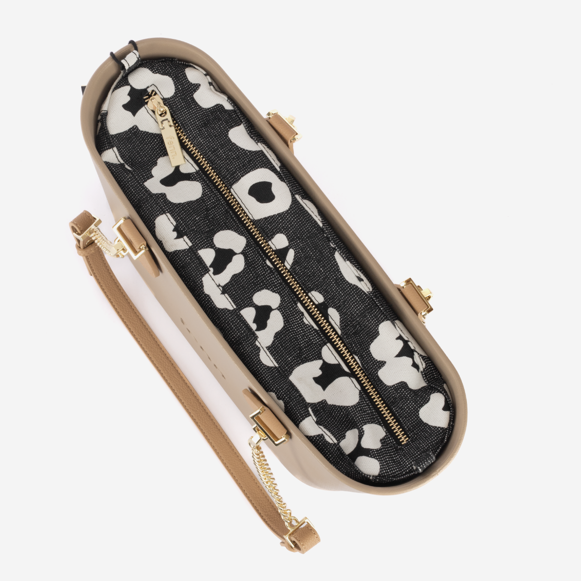 Petite Handbag - Stone - Cloud Inner - Light Stone & Gold Chain