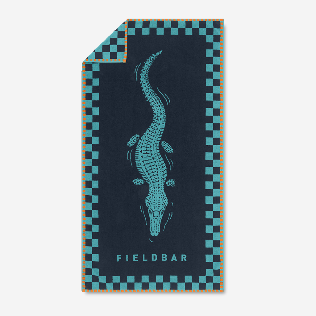 Seabed Nile Crocodile Beach & Bath Towel - Sea Boat Blue