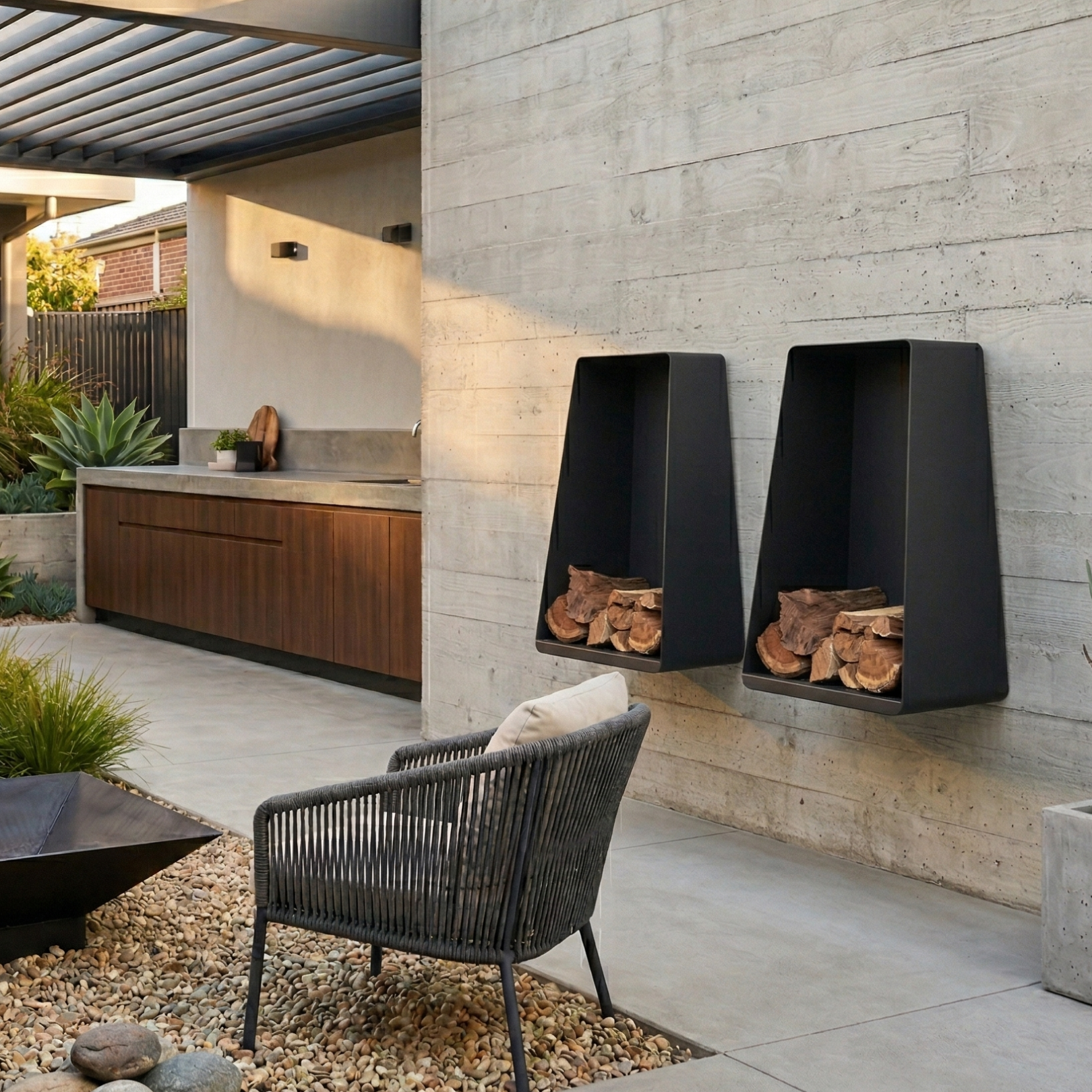 Apex Wall Mounted Firewood Holder - Large