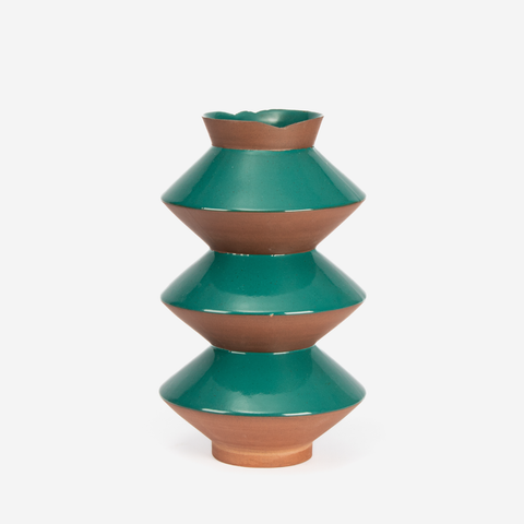 Flake-Rim Vase Z8 - Sea Green
