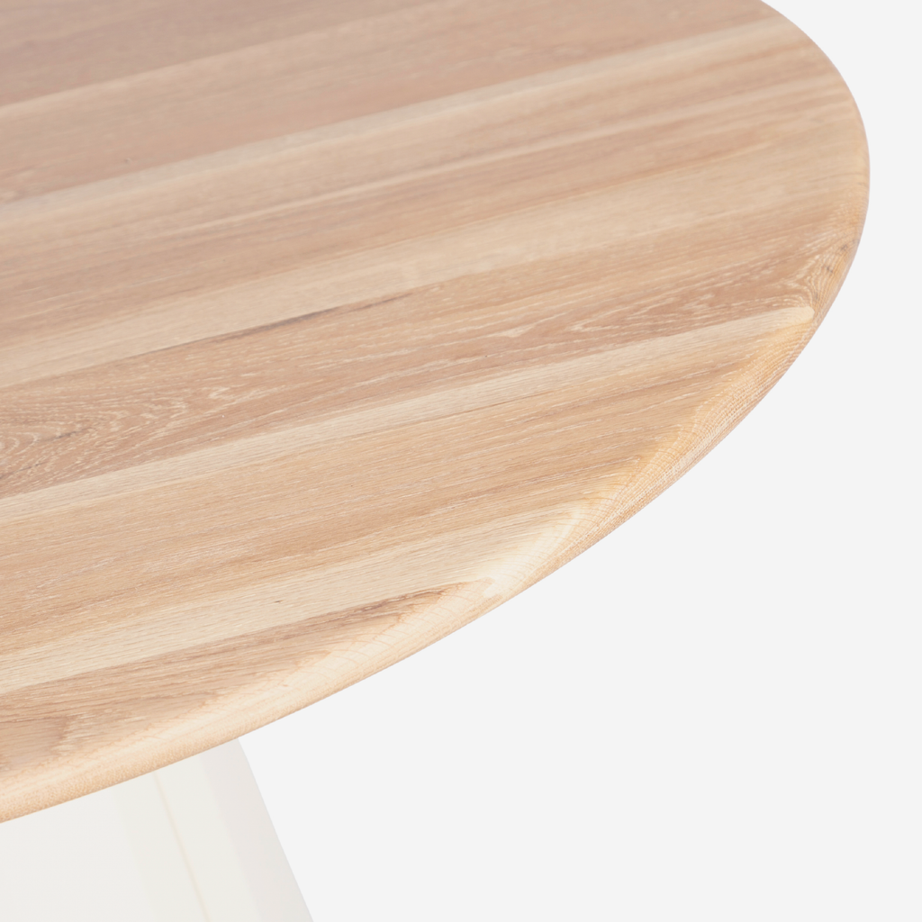 Fluted Cafe Table - Light Oak + Cream