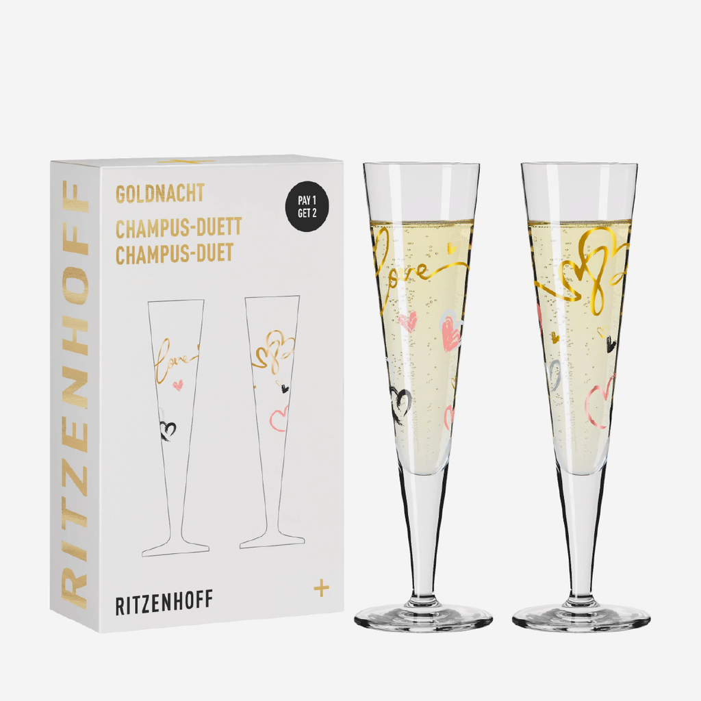 GoldNight Champagne Glass Set Of 2 - Carolin Oliveira