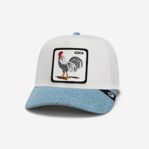 Rooster Fan Institution Ball Club Trucker - White & Blue