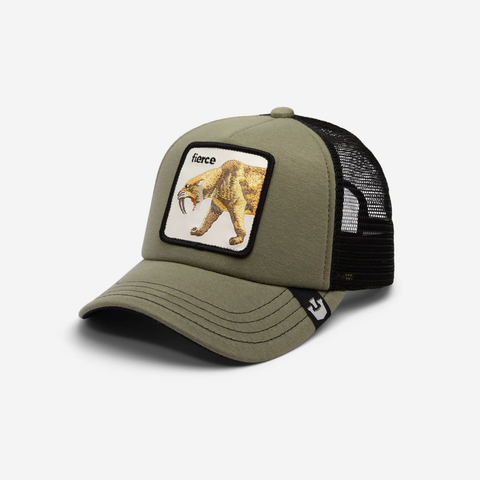 Cats Teef Kids Trucker - Olive