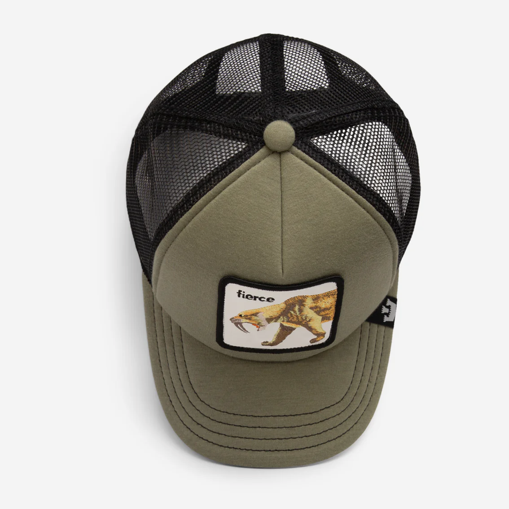 Cats Teef Kids Trucker - Olive