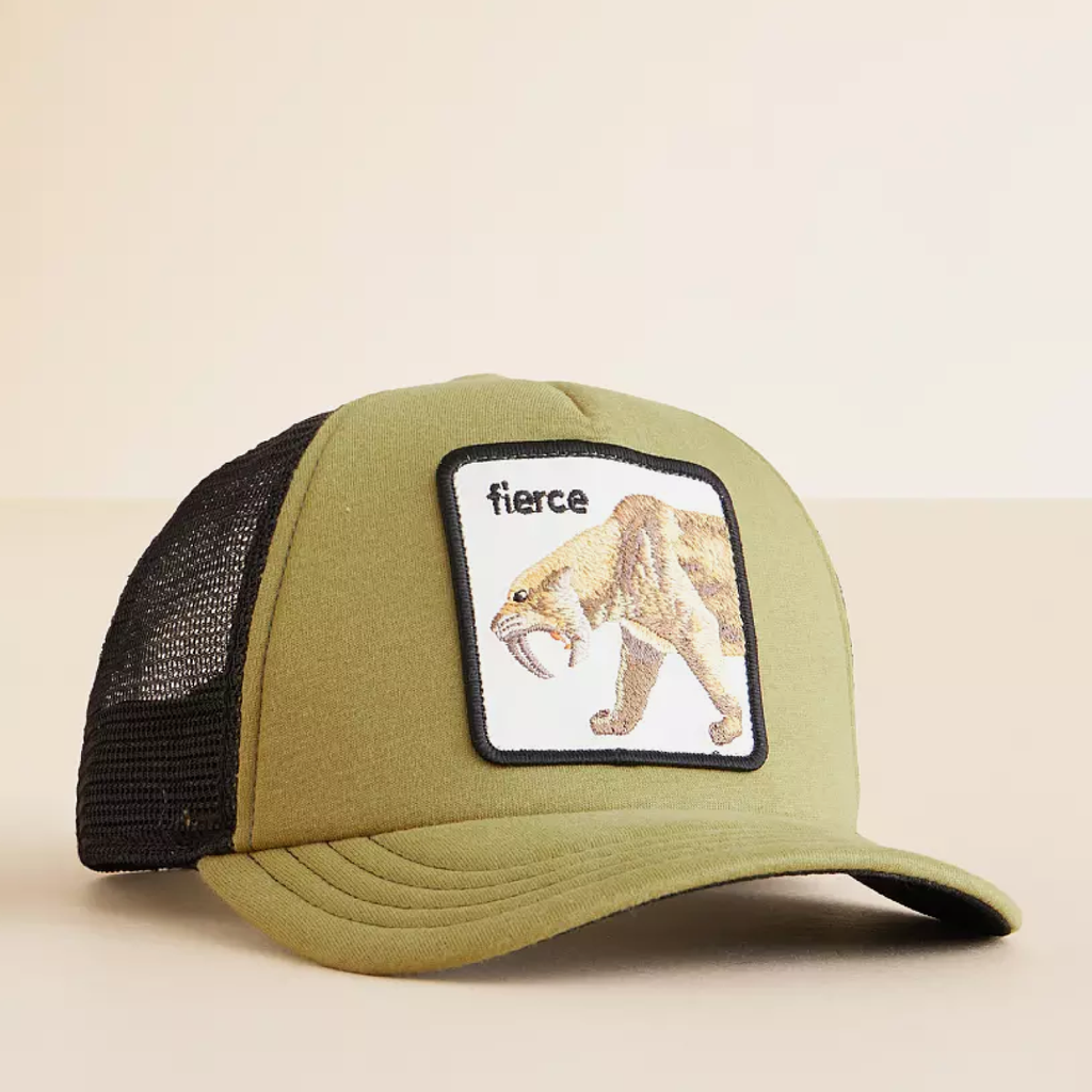 Cats Teef Kids Trucker - Olive