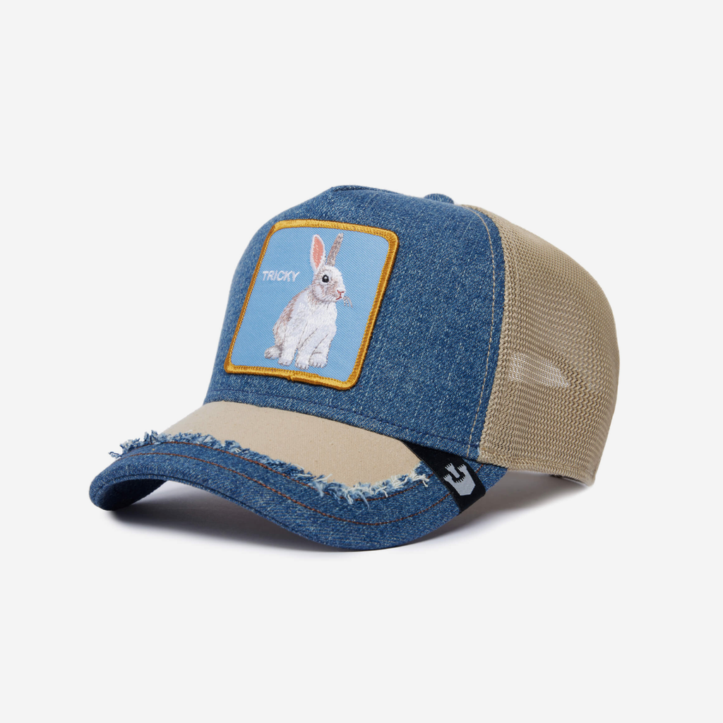 Silky Rabbit Distressed Peak - Denim Blue & Beige