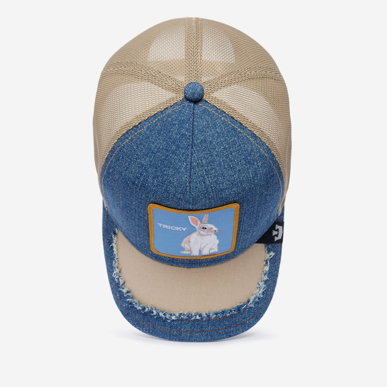 Silky Rabbit Distressed Peak - Denim Blue & Beige