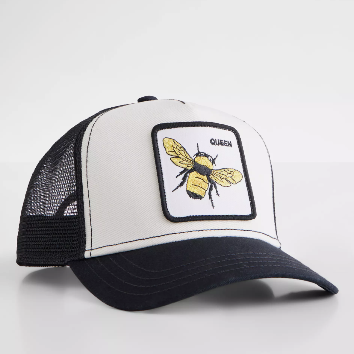 The Queen Bee Trucker - White & Black