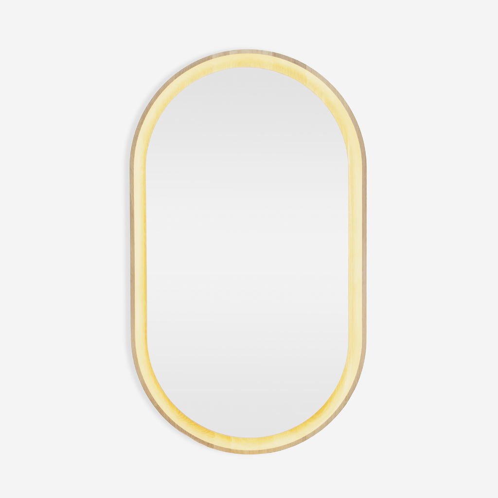 Halo Solid Oak Pill Mirror (with LED)