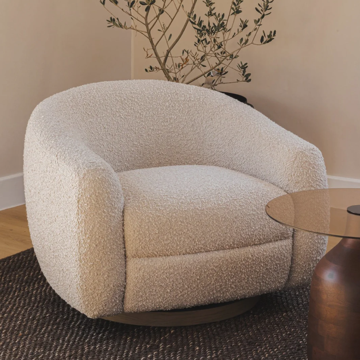 Grandeur Swivel Chair - Angora