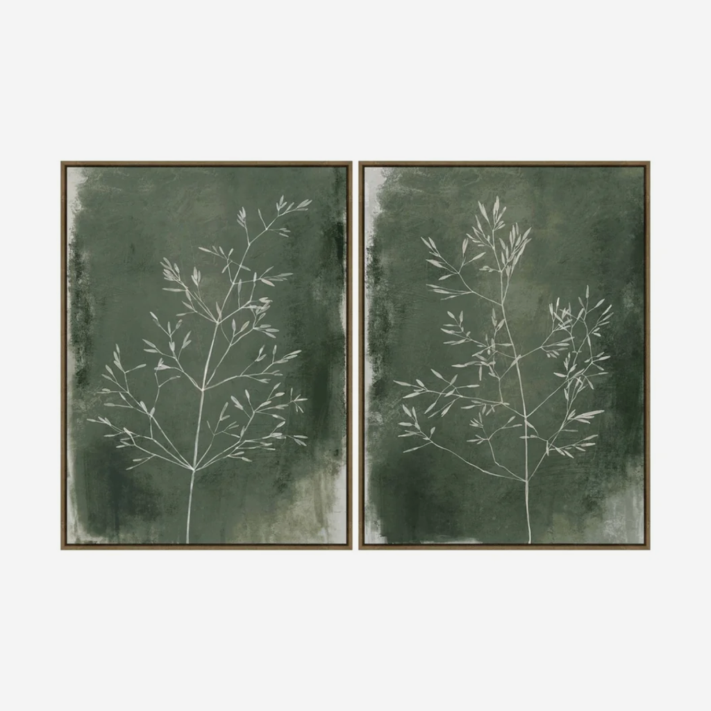 Hertex Wall Art - Twin Foliage Set In Evergreen