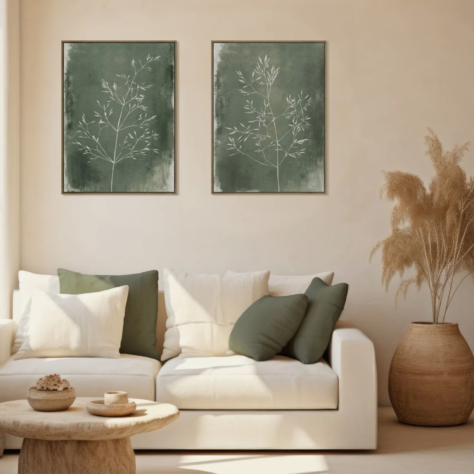 Hertex Wall Art - Twin Foliage Set In Evergreen