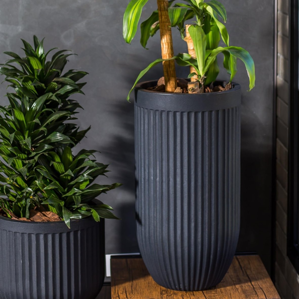 Flute Tall Planter - Lead