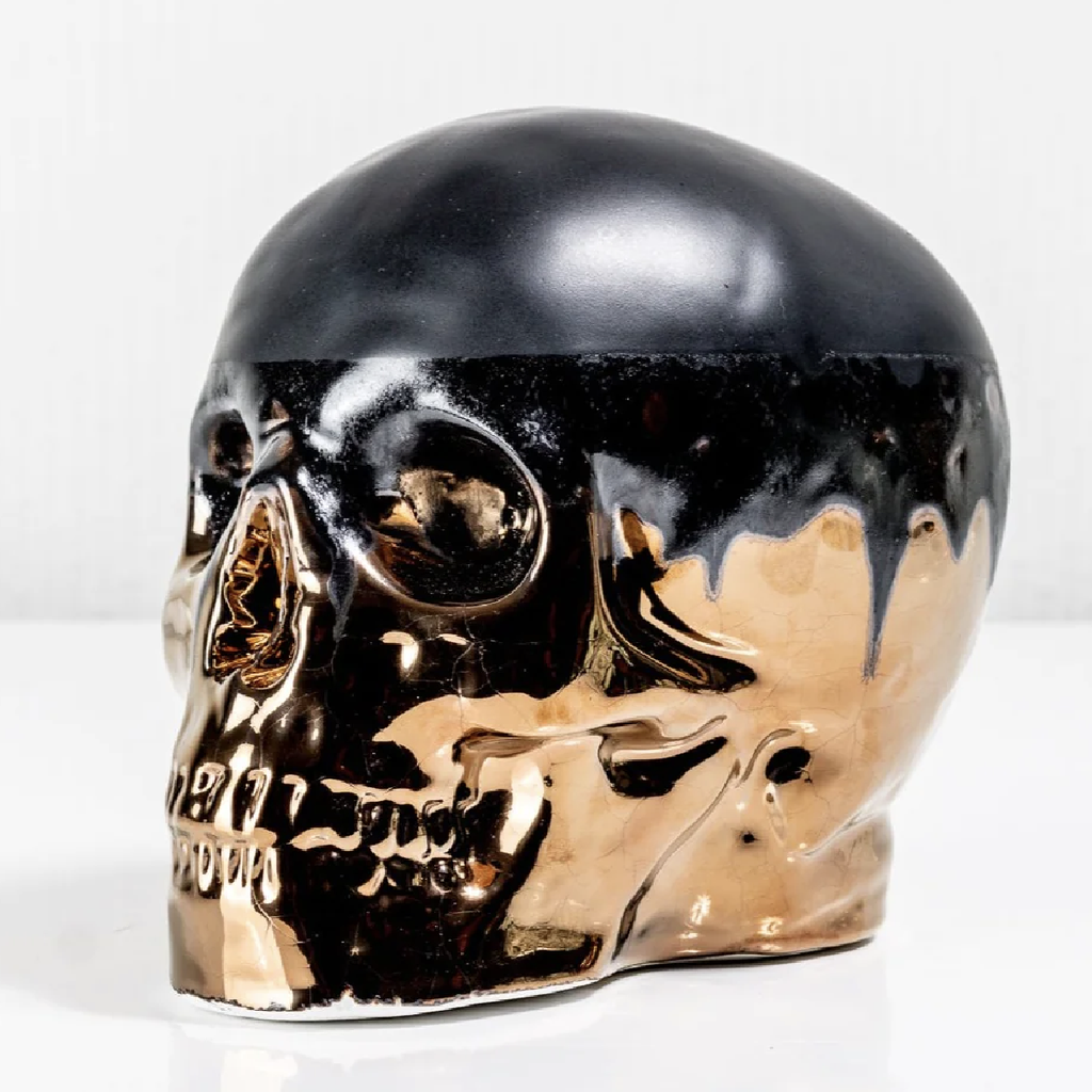 Human Skull - Black & Bronze