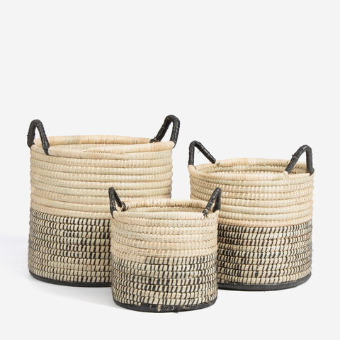 Iris Malawian Baskets w/handles -  Set Of 3