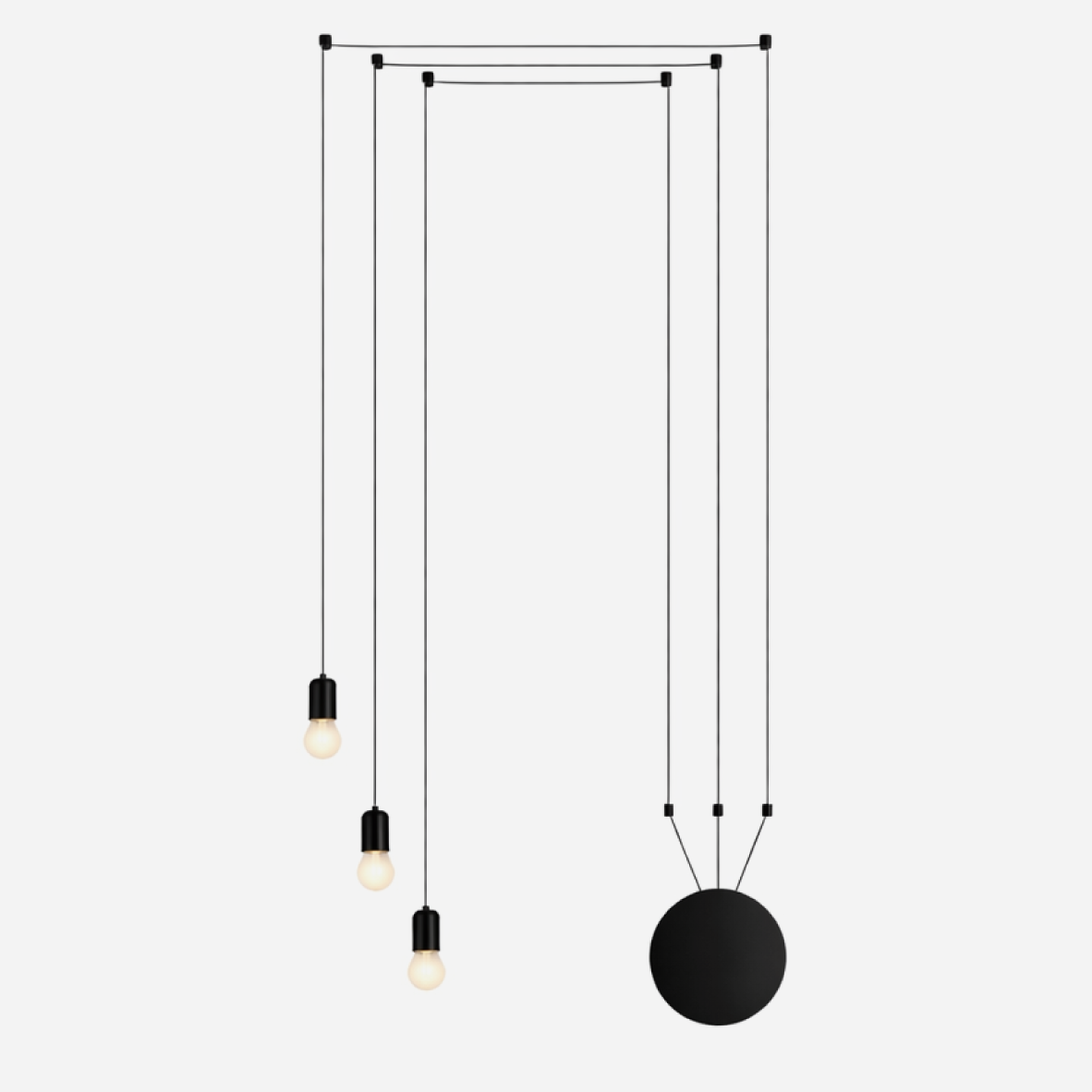 Symmetrical 3 Wire Pendant - Black