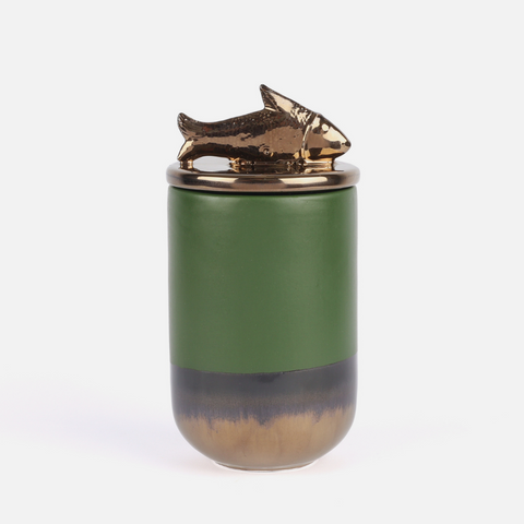 Koi Fish Canister - Green & Bronze