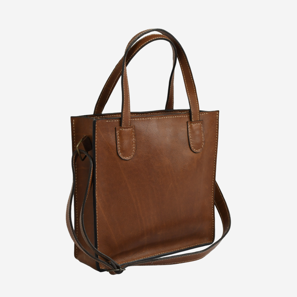 Leather Tote Bag - Brown