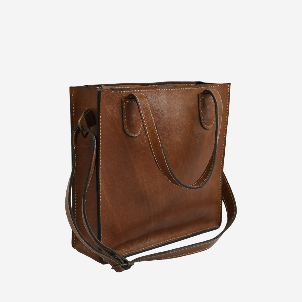 Leather Tote Bag - Brown