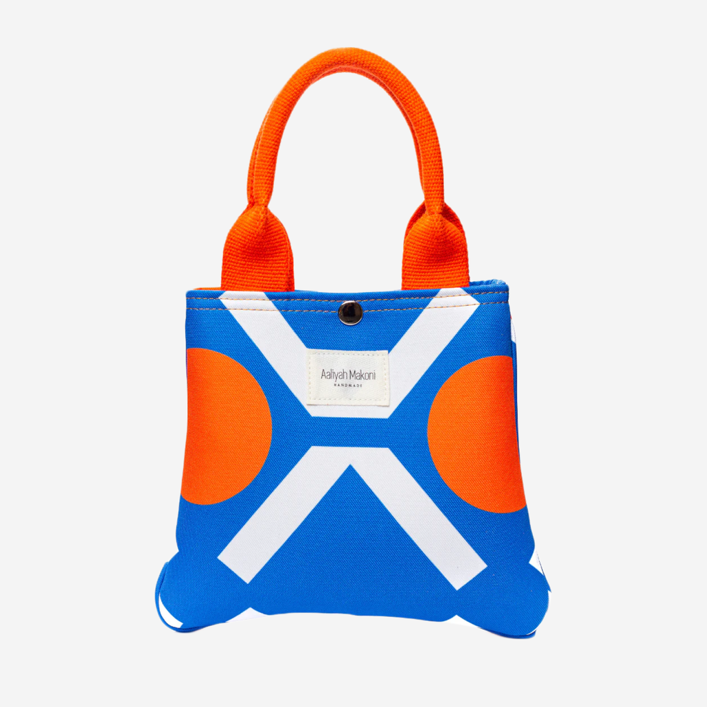 Lines & Circles Mini Tote - Blue/Orange