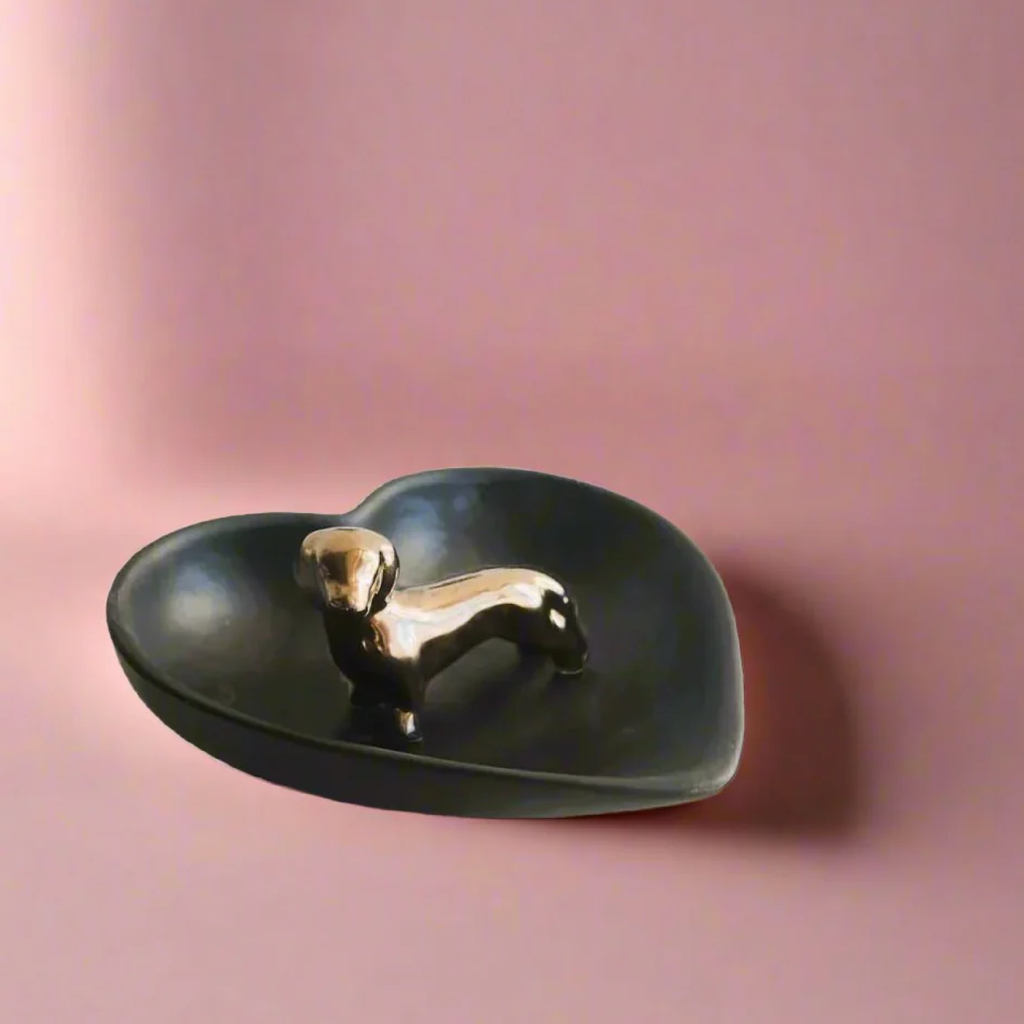 Love My Sausage Heart Bowl - Black & Bronze