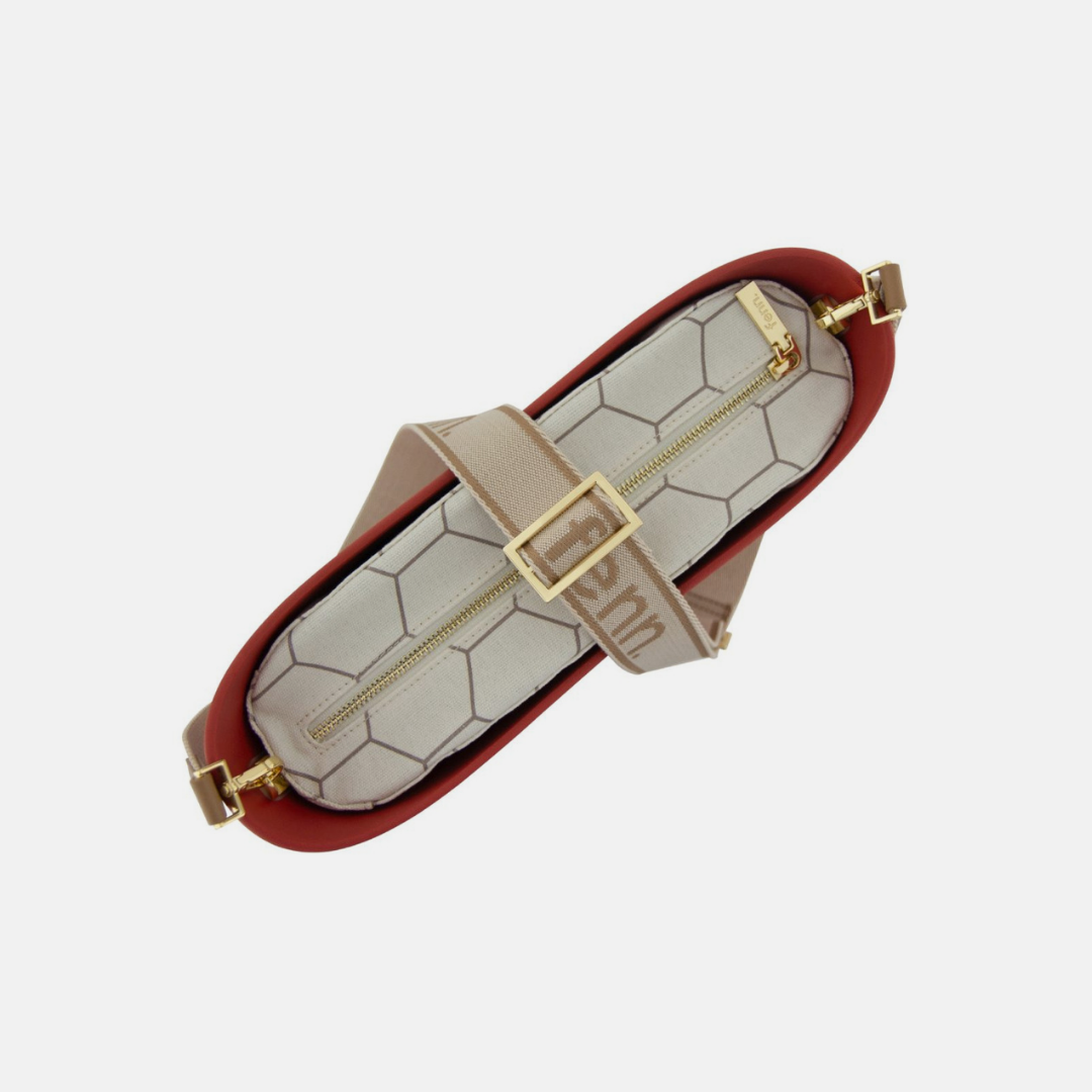 Messenger Bag - Red - Patterned Inner - Beige Canvas Strap