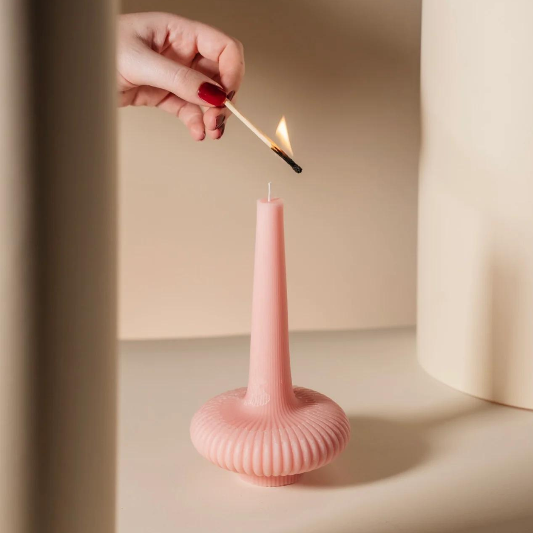 Sculpted Vase Candle - Blush Pink