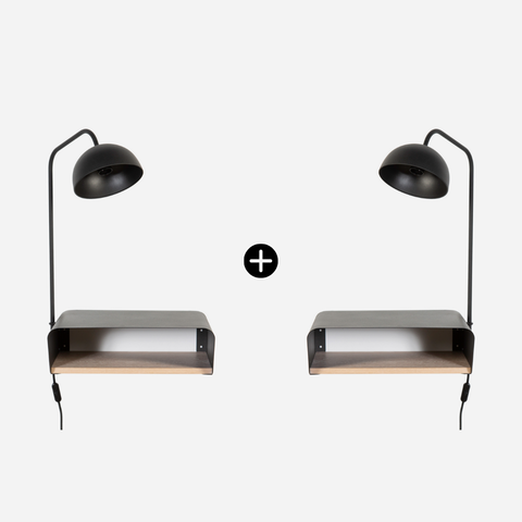 Stockholm Wall Mounted Bedside Table & Lamp Combo