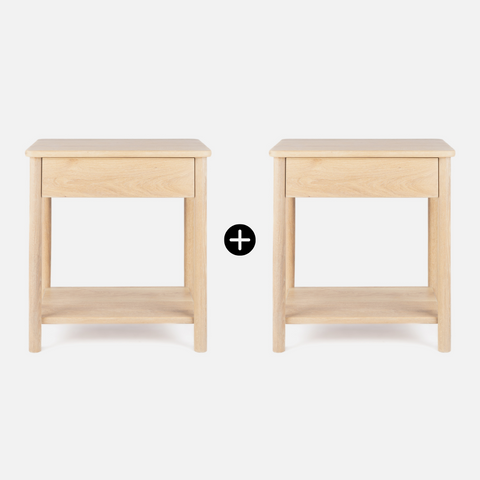 Scalla Oak Bedside Table Combo - Natural