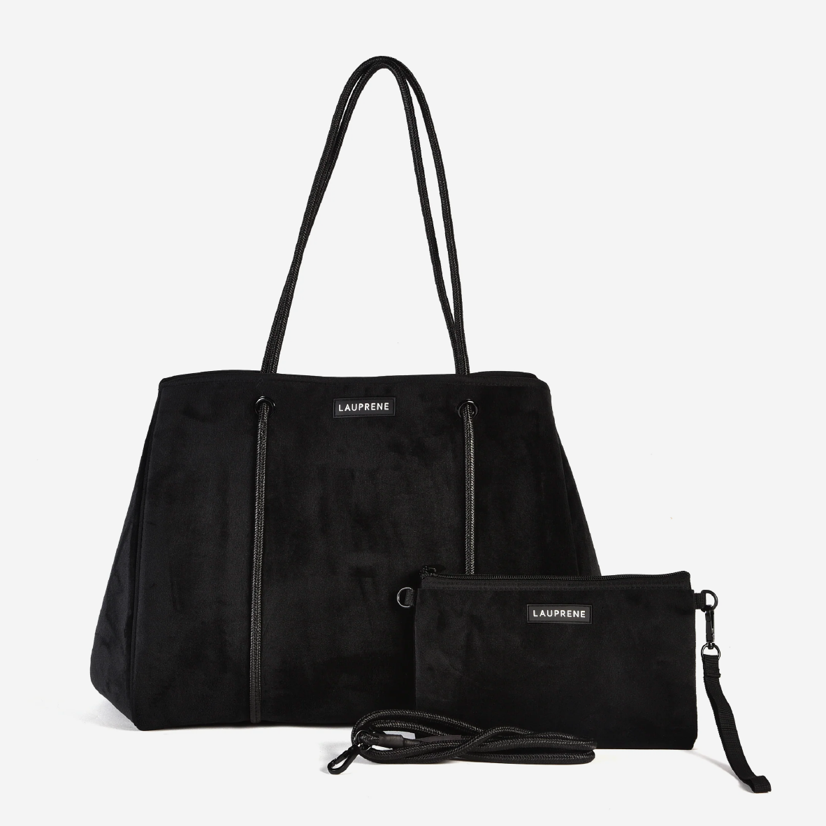 Neoprene Velvet Tote Bag - Black