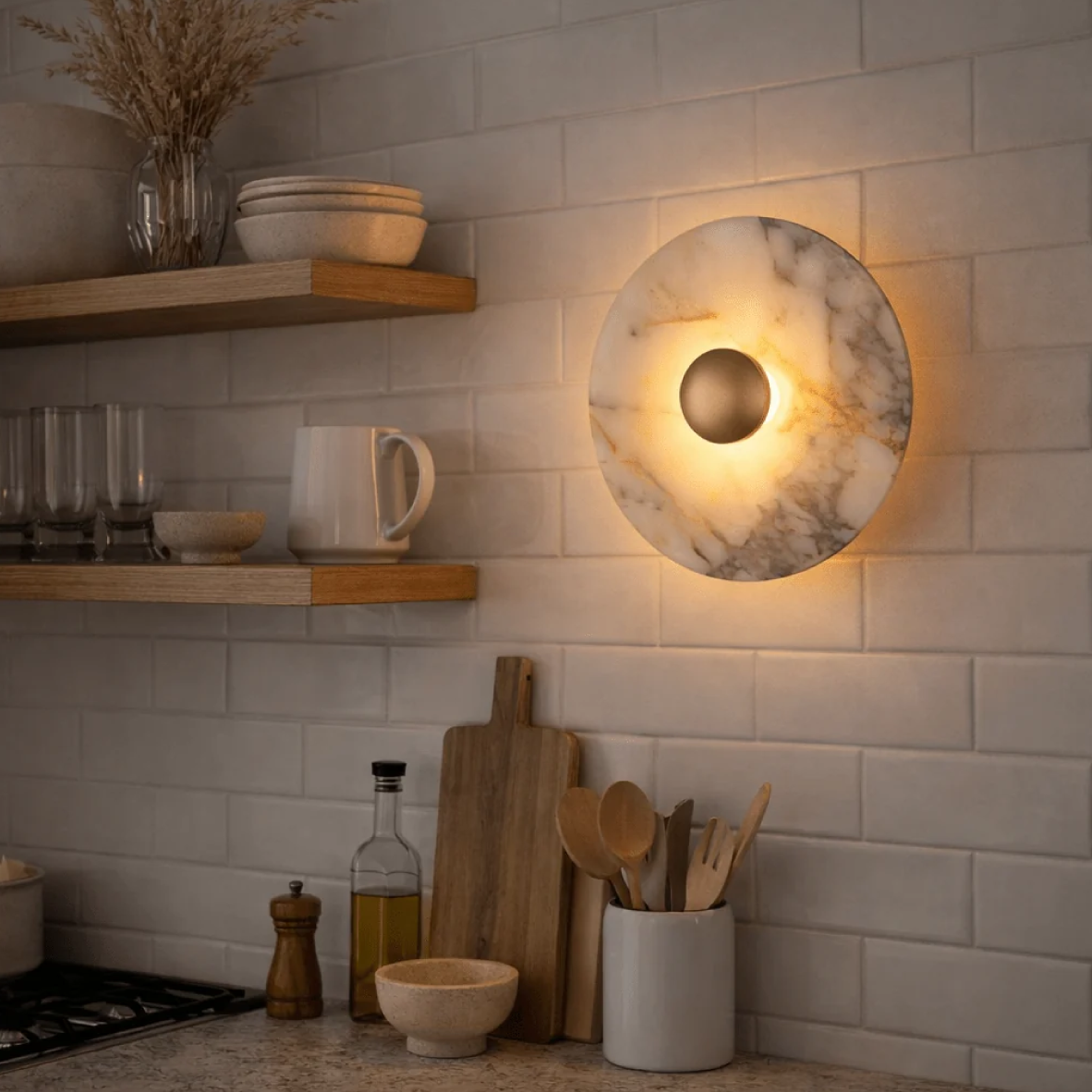 Aura Marble Wall Light - Natural