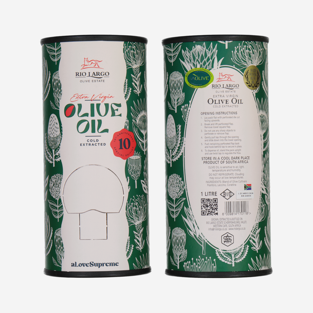 Oil Bottle 1L - Floral Kingdom White On Green