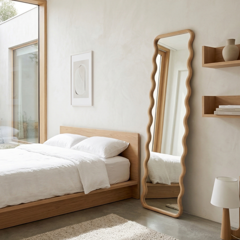 Wavy Standing Mirror - Sold Oak