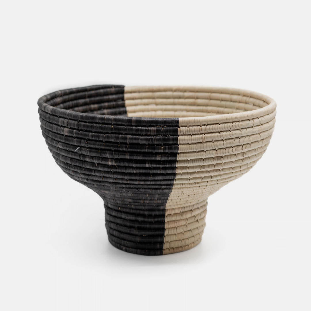 Pedestal Basket - Black & Natural
