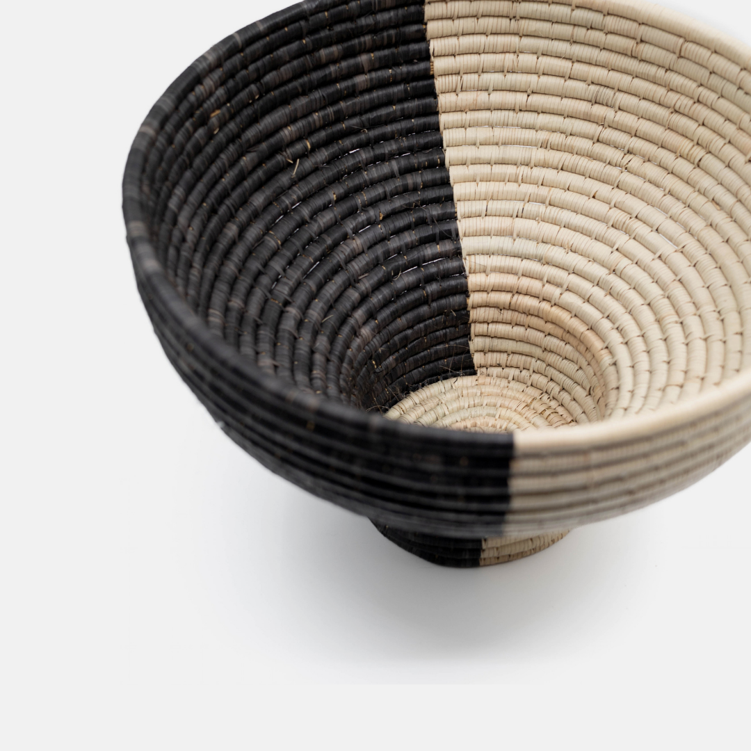 Pedestal Basket - Black & Natural