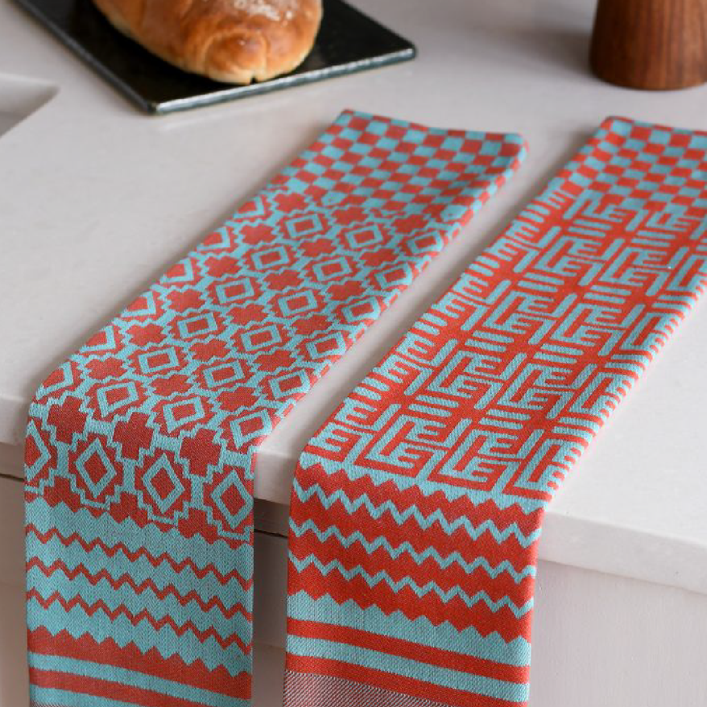 Penta Tea Towel Set Of 2 - Coral Geometric