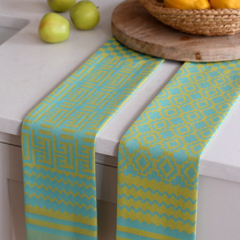 Penta Tea Towel Set Of 2 - Lime Geometric