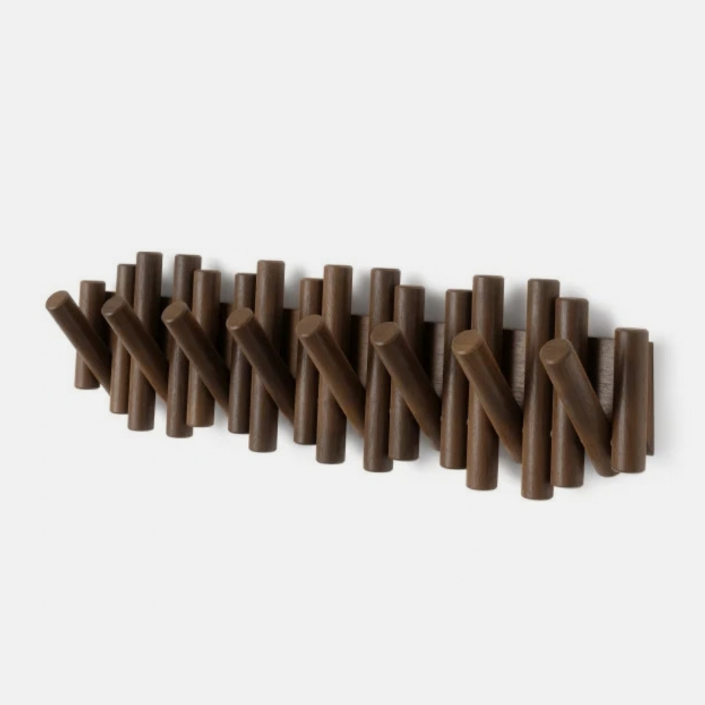 Picket Rail Wall Hook - Walnut (8-Hook)
