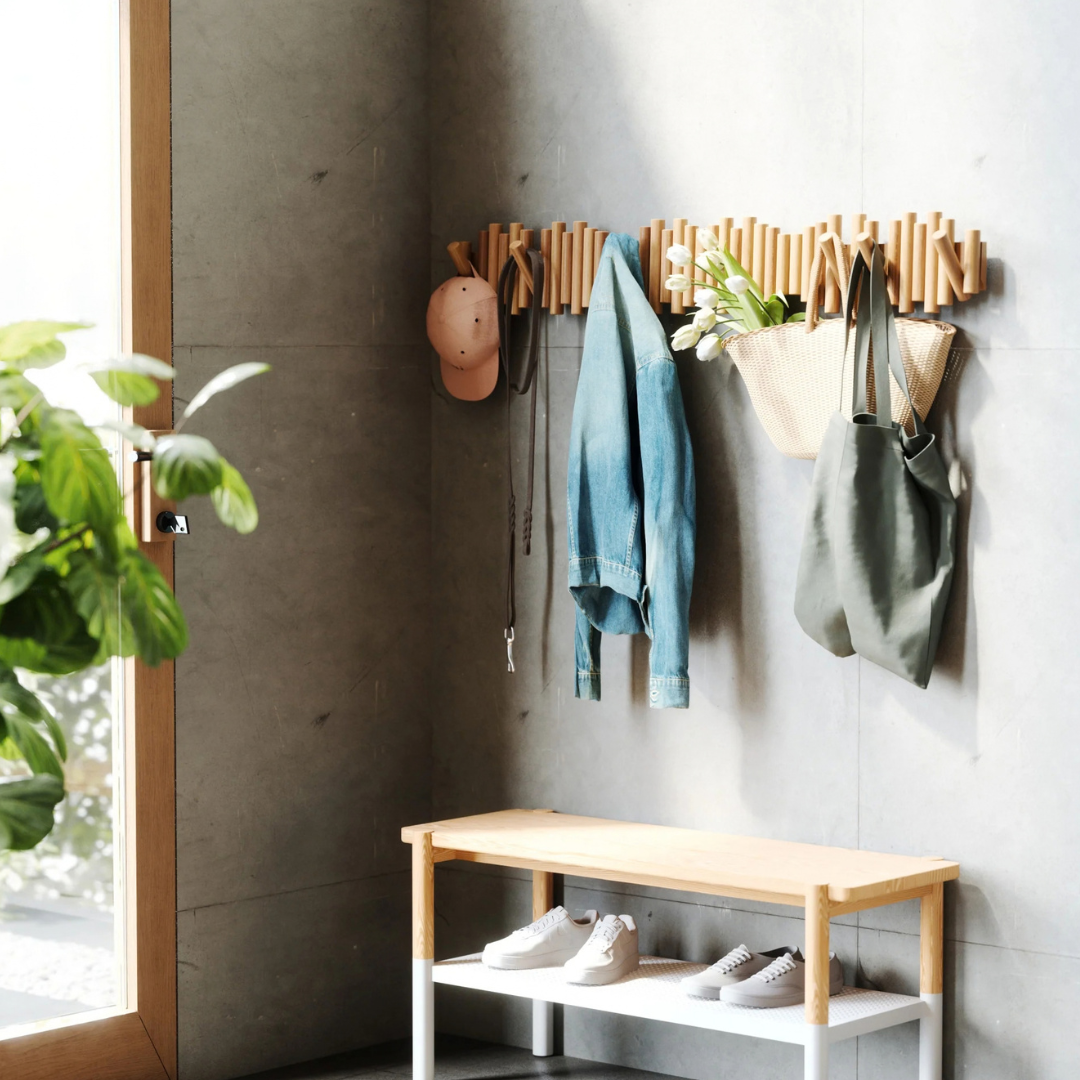 Picket Rail Wall Hook - Natural (8-Hook)
